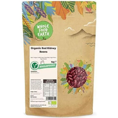 Červené fazole Wholefood Earth Organic 1kg Raw | Vegan | Bez GMO | Tmavě červená | Bohaté na vlákninu | Bohaté na bílkoviny | Certifikované organické