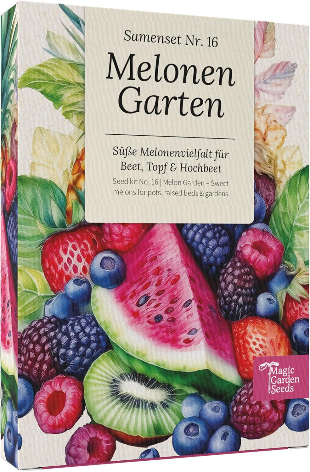 Magic Garden Seeds - Melonen Garten Saatgut-Box Mit 4 Sorten - Wassermelone, Honigmelone & Zuckermelone Für Hochbeet, Topf & Garten - Aromatisch & Süß