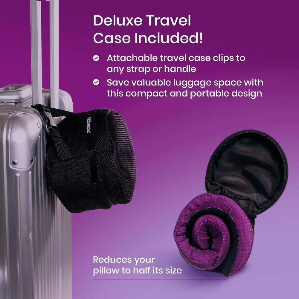 Pernă pentru gât Cabeau pentru călătorii cu zboruri lungi - Evolution Cool - Spumă de memorie de susținere cu deschideri de ventilație - Compact cu geantă de transport (Violet) Perne calatorie Naty Shop