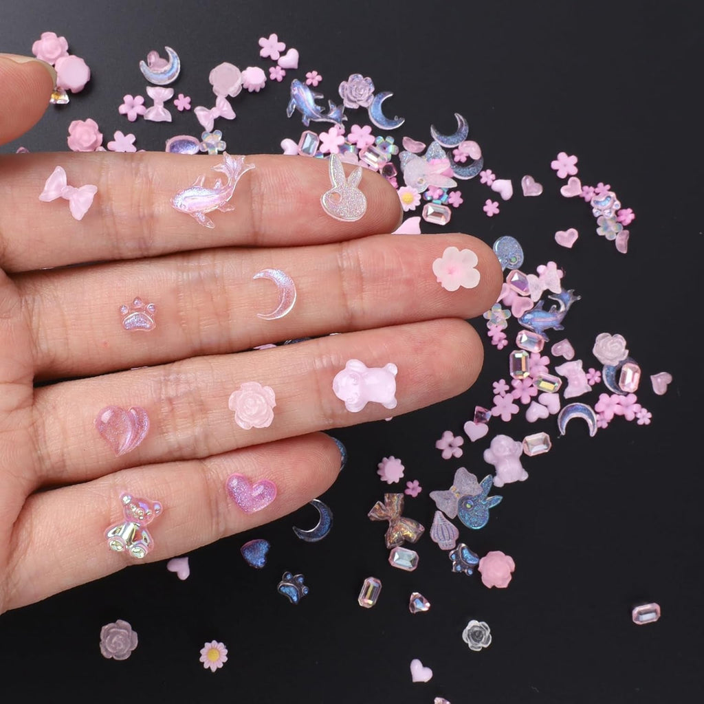100 bucăți farmece pentru unghii cu fundă Y2K 3D rășină Camellia floare farmece pentru unghii Kawaii strasuri pentru unghii decorațiuni Nail Art, modele, accesorii DIY pentru artizanat (roz)