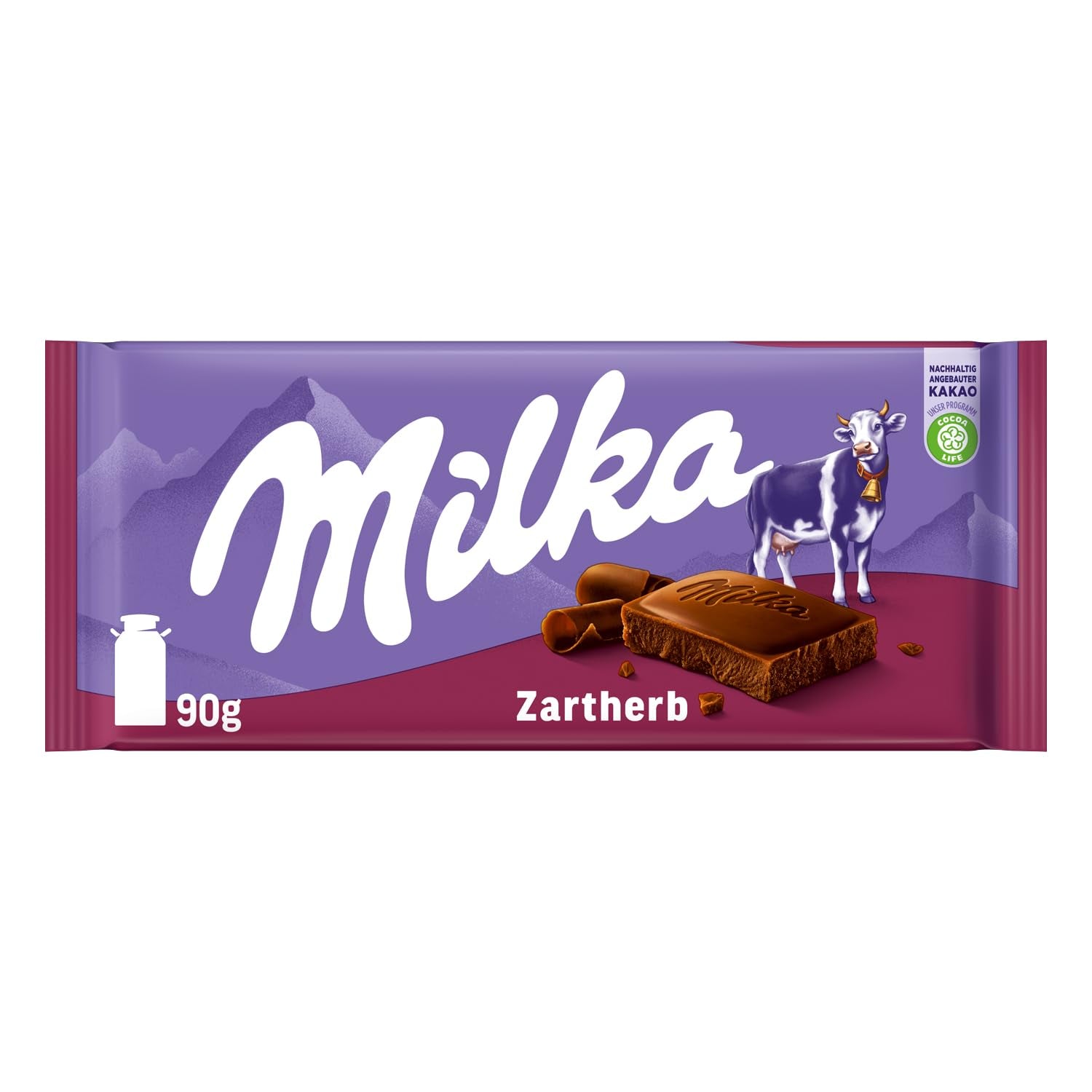 Milka Zartherb - alpská hořká mléčná čokoláda s jemným nádechem kakaa v multibalení - 25 x 90g