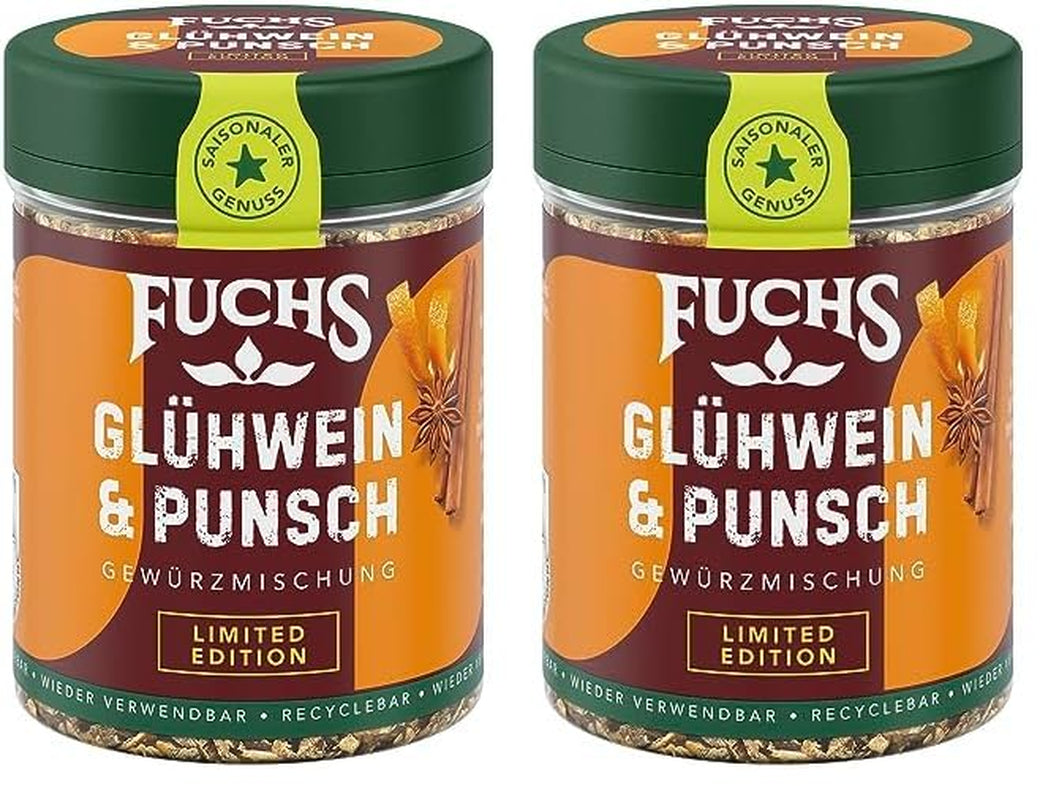 Fuchs Gewürze - Glühwein und Punsch Gewürz - weihnachtliche Gewürzmischung für Wein und Punsch - aus natürliche Ingredient - 40 g v wiederverwendbarer, recyclebarer Dávka