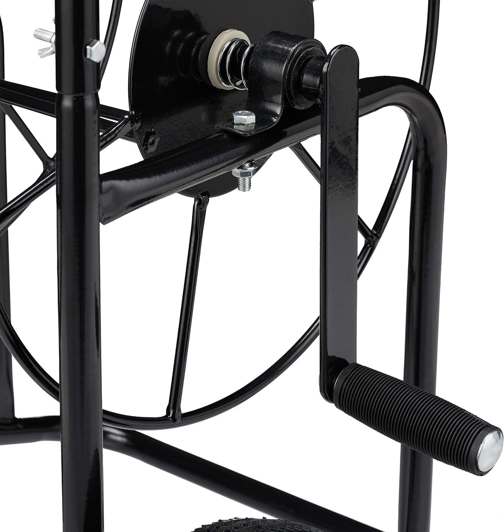 Cărucior furtun Relaxdays, rolă furtun mobilă, racord 1/2" și 3/4", furtun până la 80 m, 2 roți, metal, negru