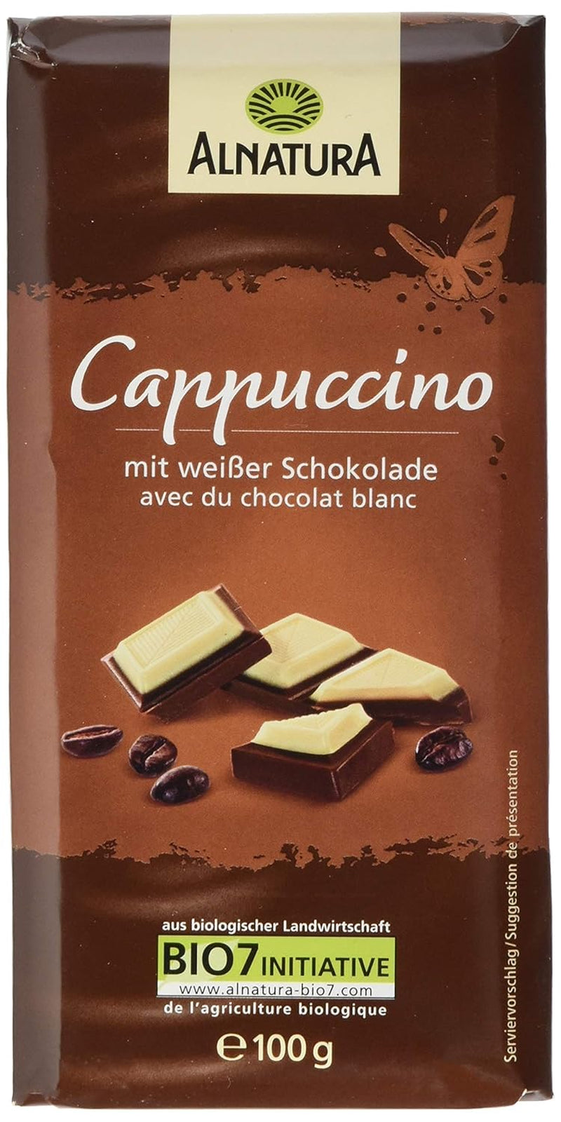 Bio čokoláda plněná cappuccinem, 100g