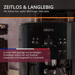 Espressor automat KRUPS Arabica Picto, design compact, utilizare ușoară, control rotativ intuitiv reglabil, spumator de lapte, funcție pentru 2 căni, espressor, negru, EA810870