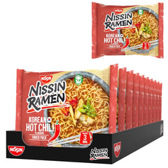 Nissin Ramen - Korejské pikantní chilli 10 balení instantních nudlí v asijském stylu podle korejského receptu Rychlá a snadná příprava asijské kuchyně (10 x 65,2 g)