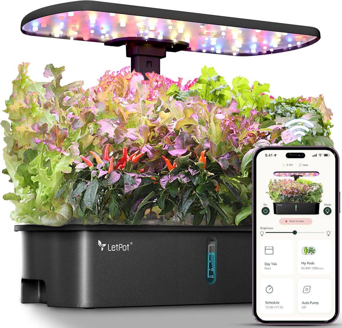Soupravy LPH-Air Hydroponic Grow Systems WiFi ovládané aplikací 24W Smart Indoor Garden Grow Light Full Spectrum 10 kapslí Dárková sada pro květináče pro vnitřní zahradu
