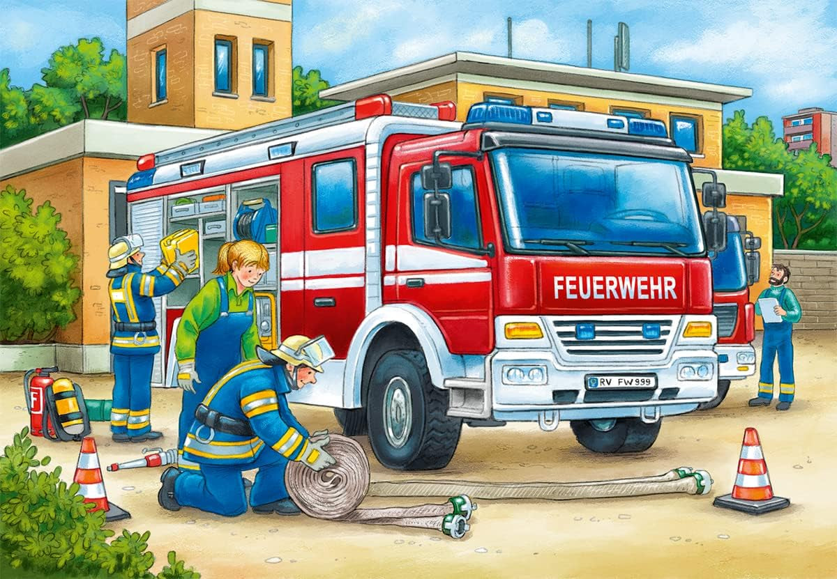 Ravensburger Puzzle pentru copii - 07574 Poliția și pompierii - Puzzle pentru copii de la 3 ani, cu 2X12 piese Puzzle Naty Shop