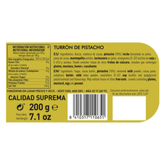 Řemeslné čokoládové pistáciové turrón, 200 g, krémová textura, špičková kvalita, jemné ingredience, autentická chuť, nejdražší turrón na světě