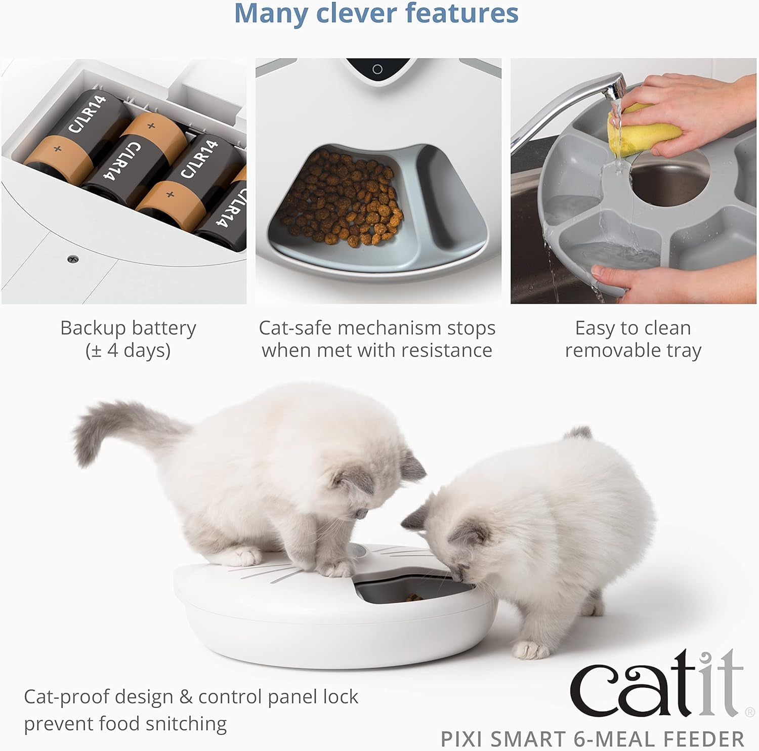 Catit - PIXI Smart Futterautomat mit 6 Mahlzeiten (Nassfutter), Weiß