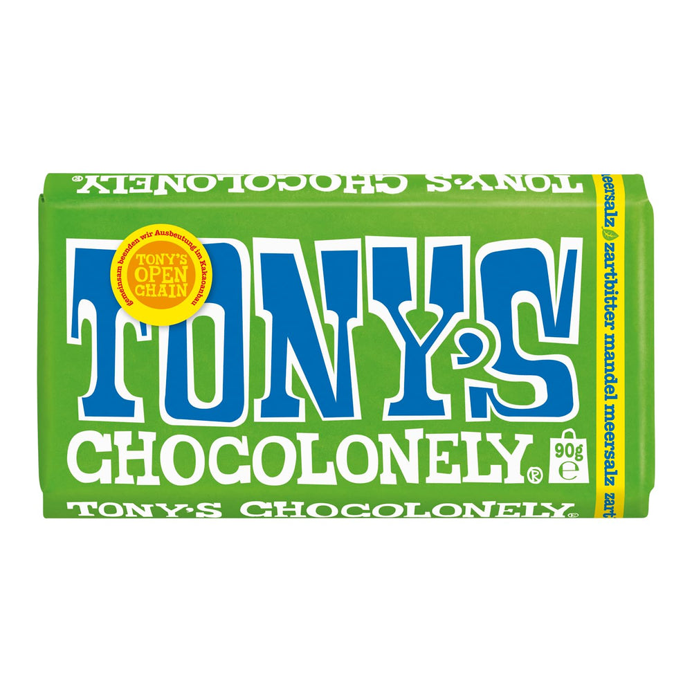 Tony's Chocolonely - Hořká čokoláda s mandlemi a mořskou solí 90g
