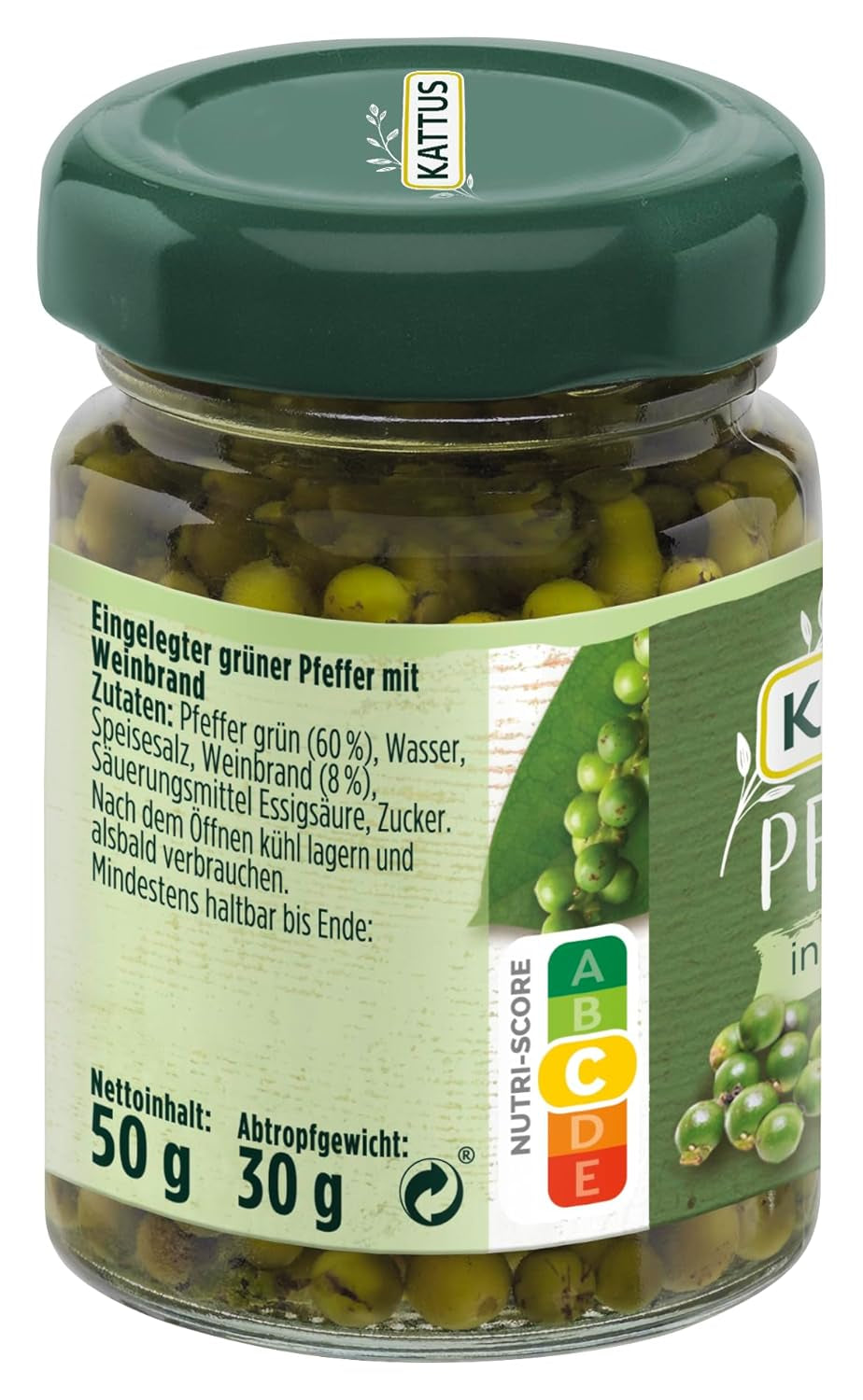 - Grüner Pfeffer in Weinbrand | Ganzer, eingelegter Pfeffer zum Würzen von Saucen | 50 g ve skle