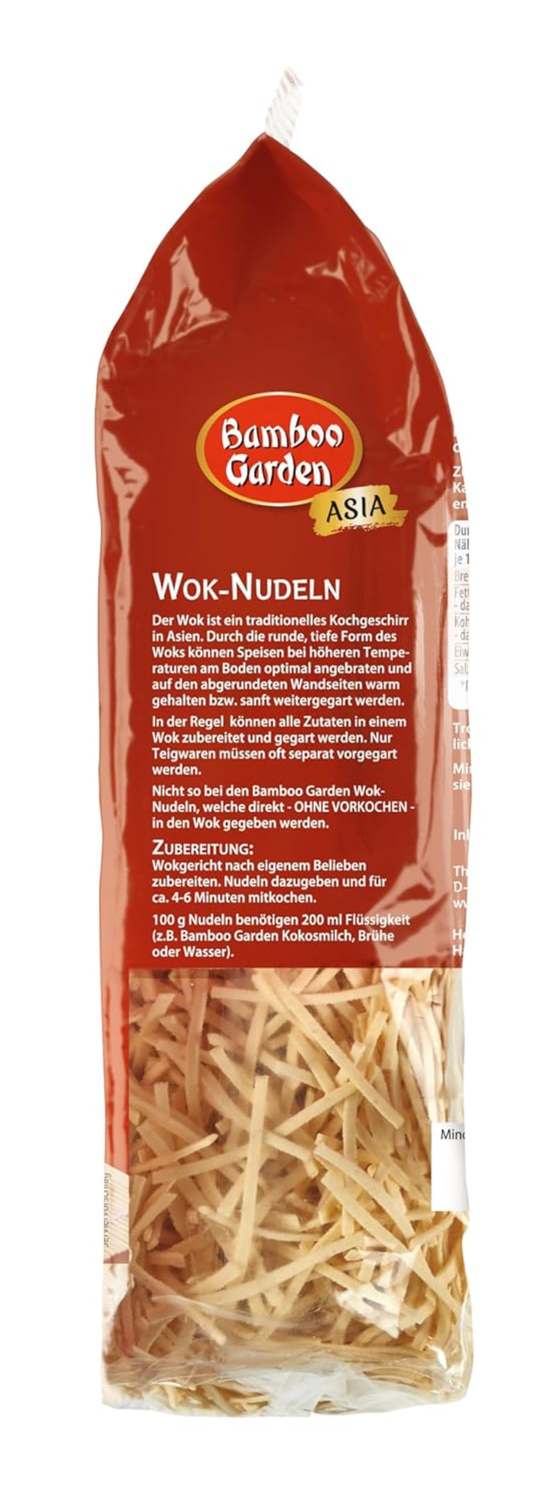 Bambusová zahrada - Wok nudle | Instantní nudle s vejcem | Mixujte, není nutné předvaření | Pro asijské wok pokrmy | 250 g v sáčku