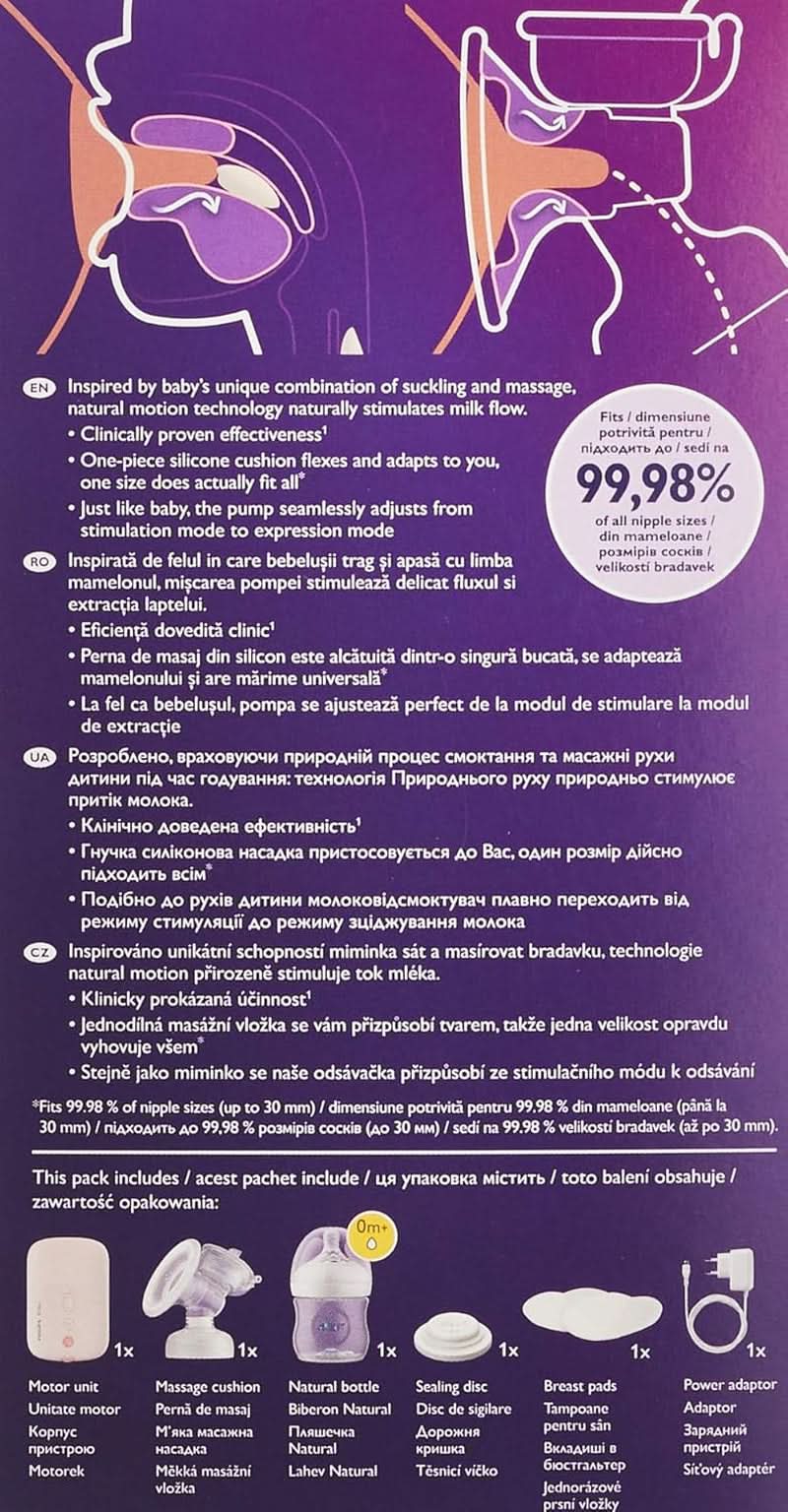 Philips Avent elektrická odsávačka mateřského mléka (model SCF395/11) Příslušenství Potraviny a kojení Bebe Naty Shop