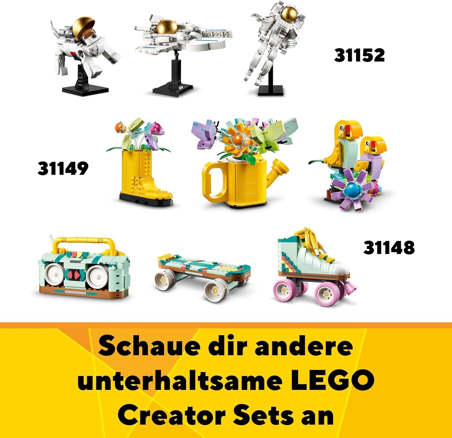 LEGO Creator 3v1 Animal Safari, kreativní sada s figurkami zvířat, 3 možnosti stavění: Hračka žirafa, gazela a lev, hračka zvířátka pro dívky a chlapce, přírodní dárek pro děti od 9 let 31150 Stavebnice Beuche den LEGO-Store