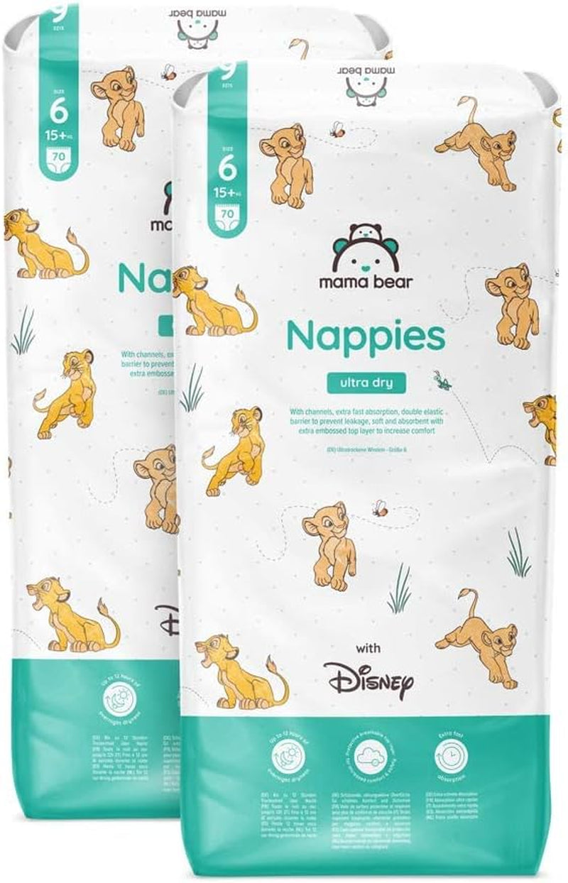 Značka Amazon: Mama Bear Disney Ultra Dry plenky, velikost 3 (4–9 kg) – měsíční krabička, bílá, počet 172 (2 balení po 86)