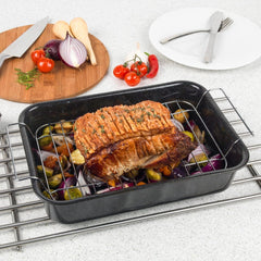 Russell Hobbs CW9161 Romano 34Cm Smaltovaný Bräter - Mit Gitter, Rechteckige Auflaufform Mit Rost, Spülmaschinenfest Ofenform, Grill Auflaufform, Bratform Für Backofen Ofenbeständig Bis 230° Formy a plechy na pečení Naty Shop
