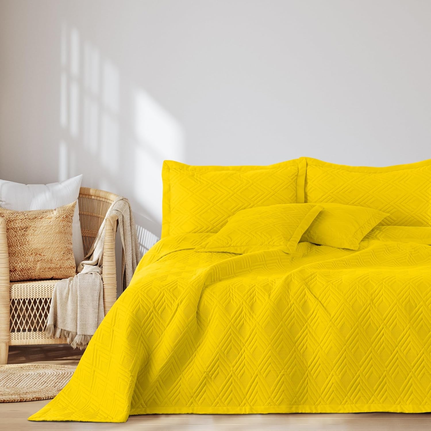 Ameliahome přehoz na postel 170X210 Cm Oboustranný přehoz na postel Ultrazvukové prošívání Polyester Ofélie tmavě zelená Postele a přikrývky Besuche den AmeliaHome-Store Ophelia žlutá 220X240 Cm