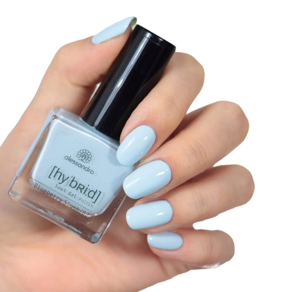 HYBRIDNÍ lak na nehty alessandro Blueberry Slush - pastelově modrý - Perfektní nehty v pouhých 3 krocích, bez LED - vydrží až 10 dní! 8 ml