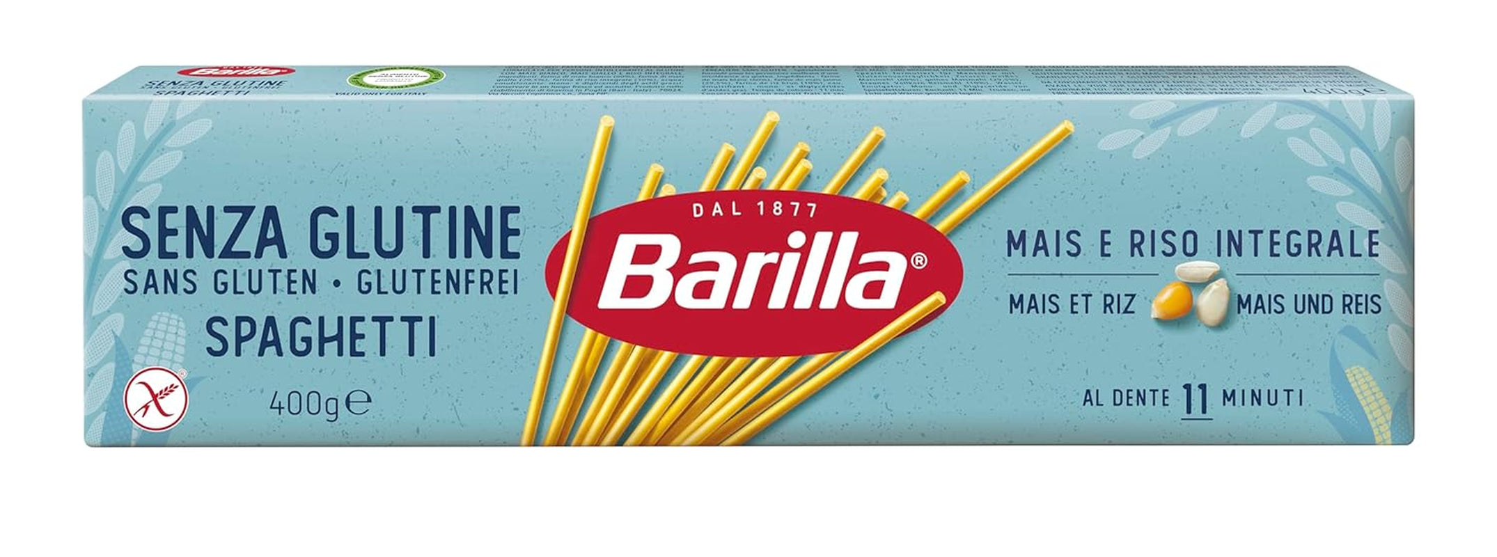 Bezlepkové špagety Barilla č. 5, lahodné pokrmy z kukuřice a rýže – ideální pro lidi s celiakií nebo nesnášenlivostí lepku 400g