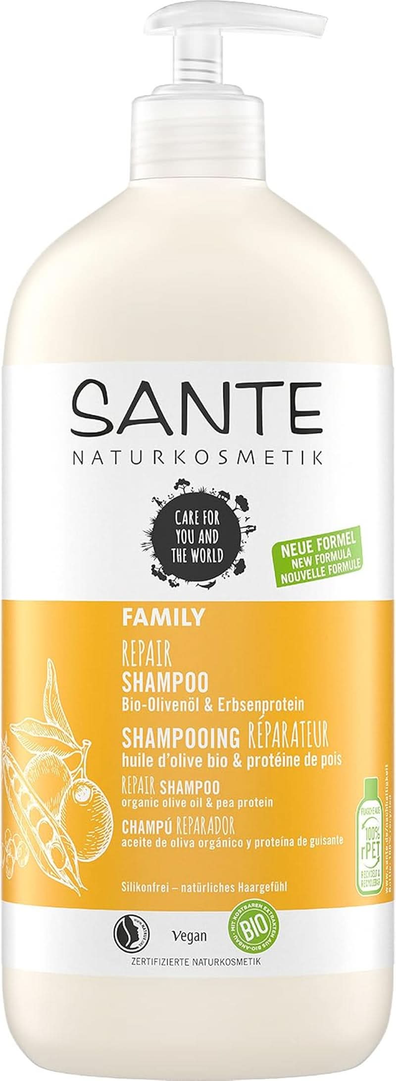 SANTE Naturkosmetik, veganský pečující šampon pro hladké a lesklé vlasy, 950 ml Sprcha a vana Naty Shop Old
