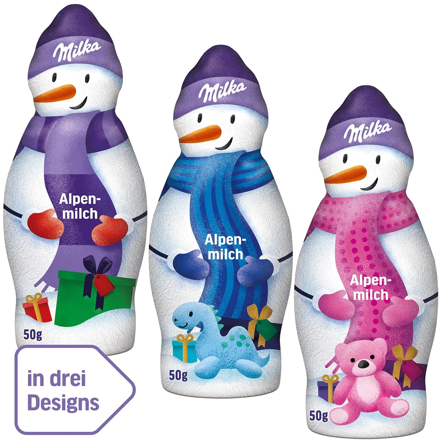 Milka Snowman Alpine Milk - Velké balení čokoládových figurek sněhuláků ve 3 modelech - 24 x 50 g