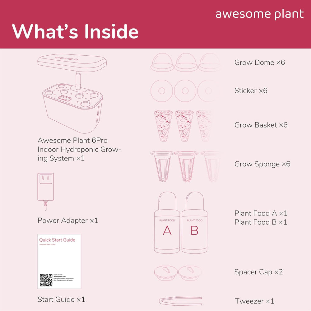 Sada 6Pro Hydroponic Grow System Kit (6 kapslí), sada pro vnitřní zahradnictví s 3l nádrží na vodu, 3 režimy pěstování a tichým čerpadlem, sada pro domácí pěstování bylinek a salátů, nastavitelná výška až 33,0 cm, bílá