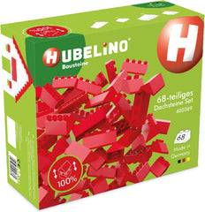 Hubelino 400369 68dílná Dachsteine ​​​​Sada, červená Dachziegel, kompatibilní s velkými Bausteiny Anderer Hersteller, Made in Germany