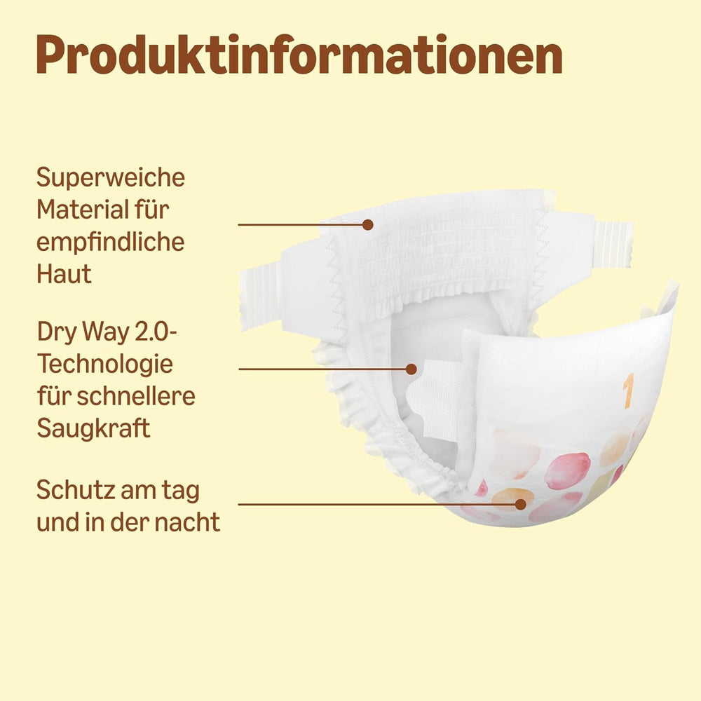 Scutece Ultra Dry de la Amazon, mărimea 1 (2-5 kg) - Cutie lunară, alb, 96 bucăți (2 pachete a câte 48) (anterior sub marca Mama Bear, produs identic)