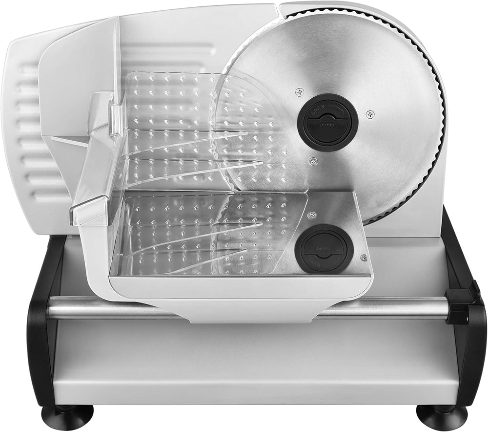 Pojď! Univerzální elektrický kráječ, nerez, 19 cm čepel z nerezové oceli, ovládání tloušťky řezu až 15 mm, 150 W Naty Shop Shredders and Slicers Silver 150 W