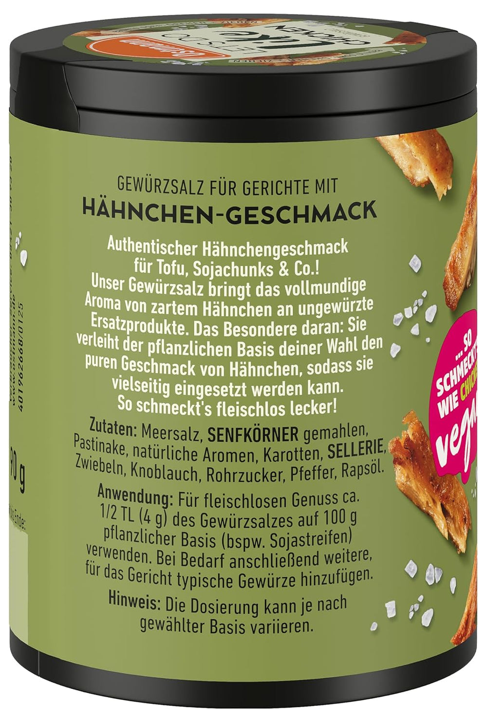 Ostmann Gewürze - Pojďme jako kuře | Hähnchen-Geschmack für ungewürzte Fleischersatzprodukte | Gewürzsalz für Tofu und Sojachunks | 90 g v Metalldose recyclebar