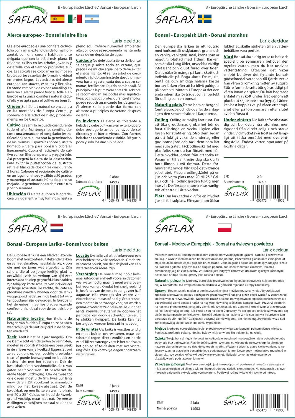 SAFLAX - Bonsai - Europäische Lärche - 75 Samen - Mit Keimfreiem Anzuchtsubstrat - Larix Decidua