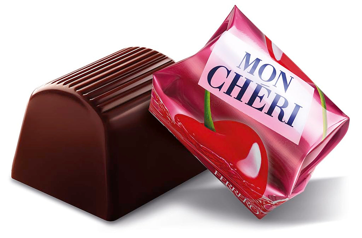 Ferrero Mon Chéri Heart – Cadou de ciocolată de Ziua Îndrăgostiților pentru el și ea – Ciocolată crocantă, lichior fructat și cireșe aromate – Pentru Ziua Îndrăgostiților, Ziua Mamei și Paște – 1 pachet de 147 g