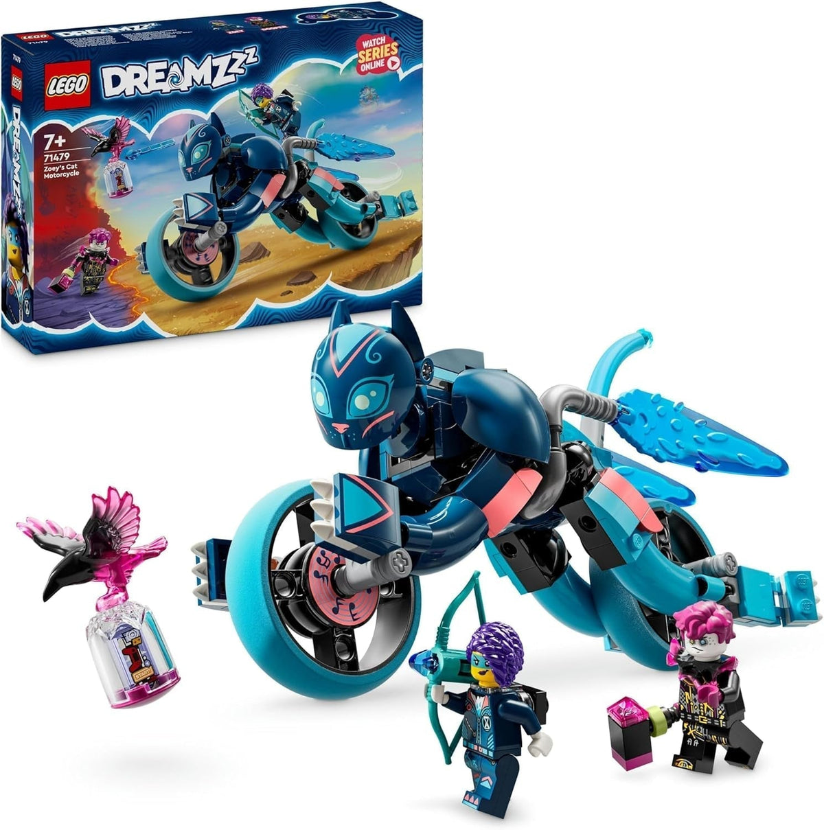 Motocykl Zoey's Cat Motorcycle LEGO Dreamzzz 2 v 1 dárek pro 7 a více let starý model zvířat Stavebnice Hračka Motocykl Fantasy Playset pro kluky a dívky 71479 Stavebnice Beuche den LEGO-Store Výchozí název