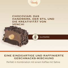 Venchi – Chocoviar Gianduia, pralinky v 1 kg sáčku, čokoláda Gianduia vyráběná výhradně z "lesních lískových oříšků Piemontu", bez lepku, bez umělých barviv a bez konzervantů
