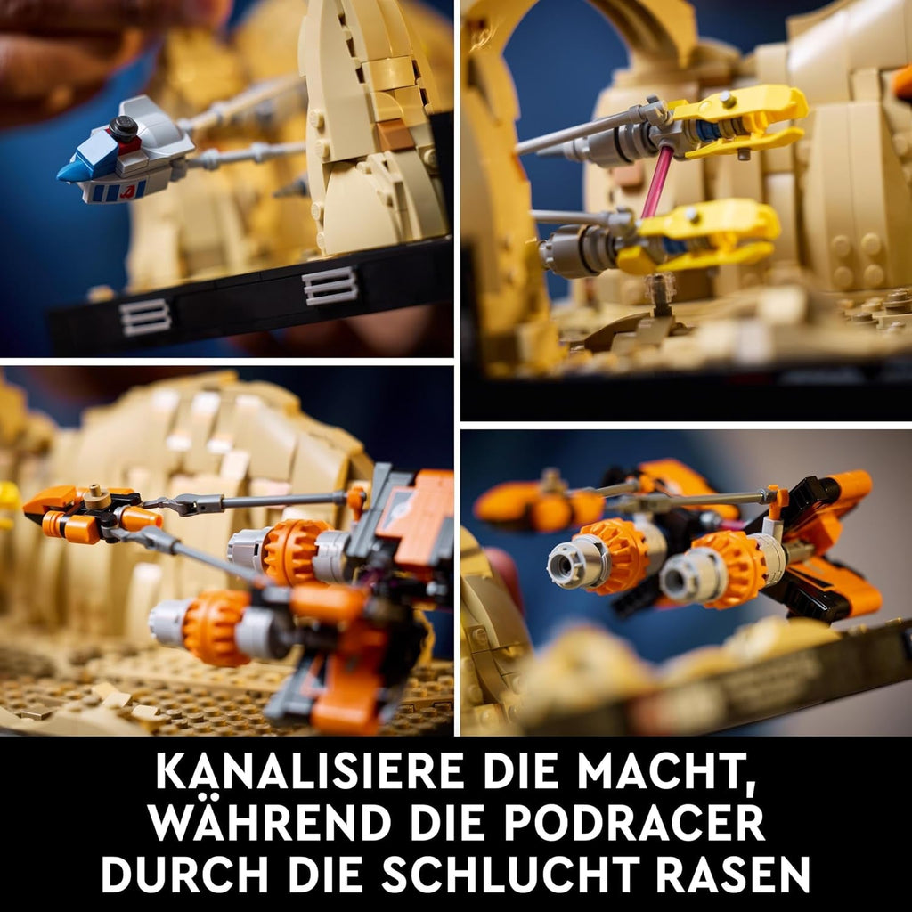 LEGO Star Wars Pod Race in Mos Espa - Diorama, Set pentru adulți, Kit model Amenințarea întunecată, include Podracerul lui Anakin Skywalker, piesă de colecție, cadouri pentru bărbați și femei 75380 Seturi de constructie Besuche den LEGO-Store