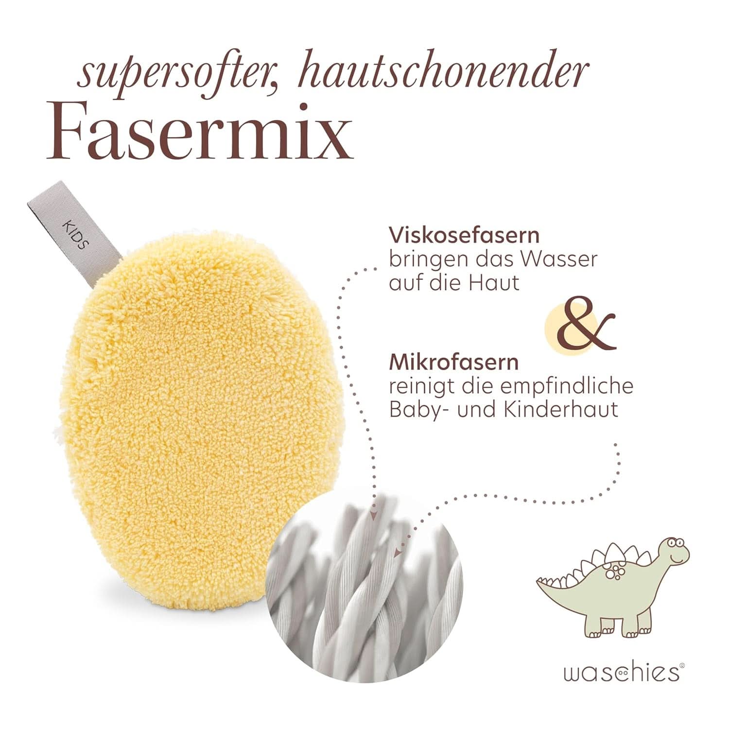 Tampoane de spălat Waschies KIDS pentru bebeluși și copii, pentru curățare numai cu apă, reutilizabile Mama si Copilul Naty Shop