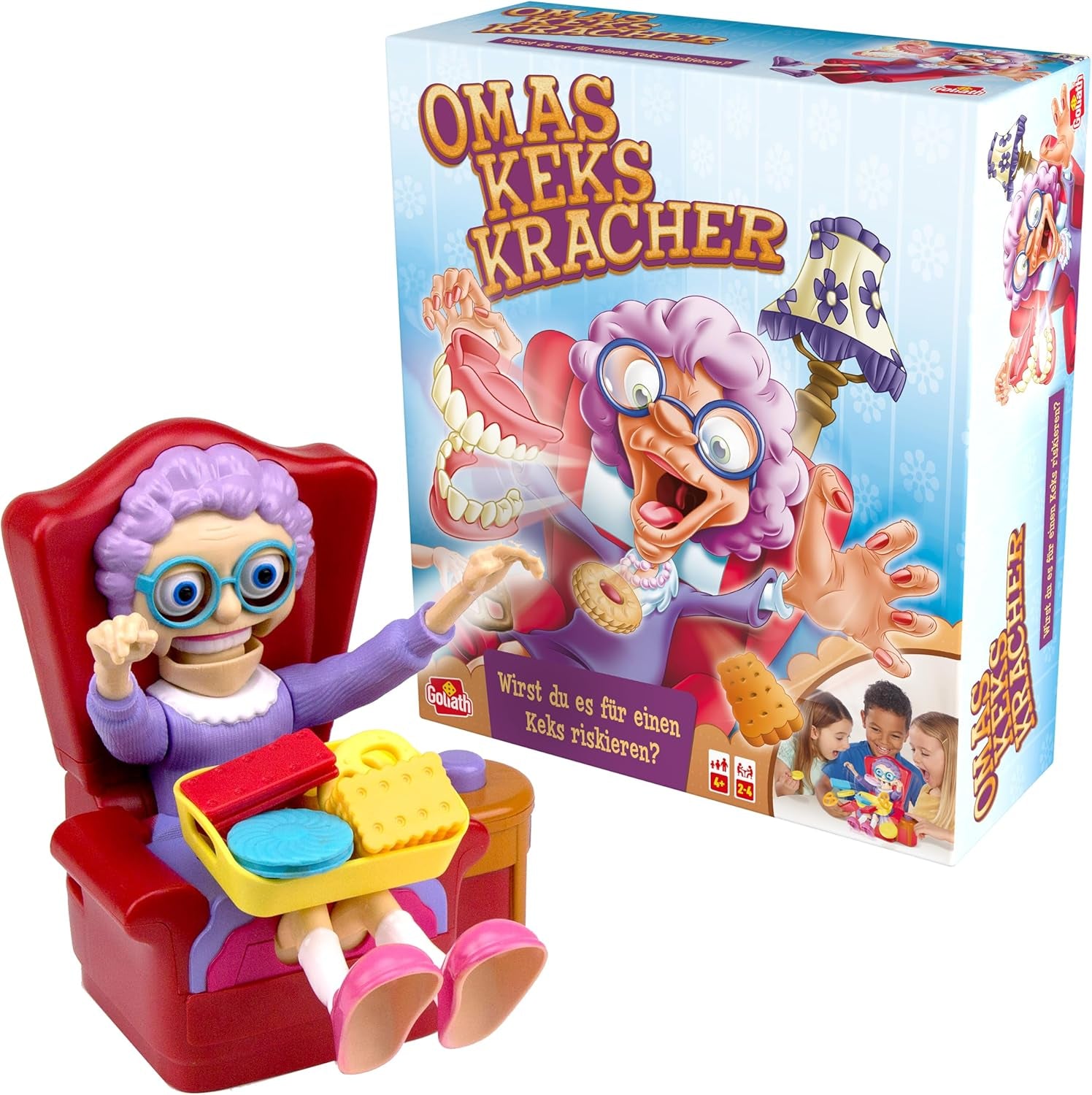 Sušenky babičky Goliáše – zábavná společenská hra pro děti od 4 let, vzrušující hra s odezvou pro celou rodinu, nápad na dárek k narozeninám, stolní hry pro 2 až 4 hráče – 15 min