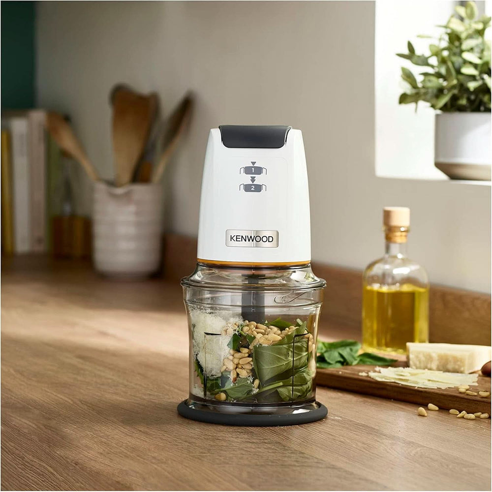 Kenwood Easychop CHP61.000WH, Zerkleinerer Mit Vier Klingen, Schüssel 0,5 L, Druckantrieb, 2 Geschwindigkeiten, Rutschfester Ring, Spülmaschinenfest, Eisbrecher, 500 W, Weiß Kitchen Naty Shop