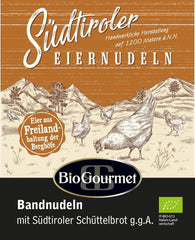 BioGourmet stuhové nudle se Schüttelbrotem z Jižního Tyrolska (CHZO) | Slané a ochucené vaječné nudle s pravou špetkou z Jižního Tyrolska | 1 x 250 g bio
