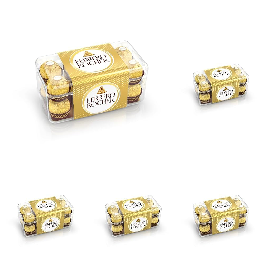 Ferrero Rocher - Specialita křupavých a krémových pralinek z vlašských ořechů - 5 balení po 16 jednotlivých pralinkách