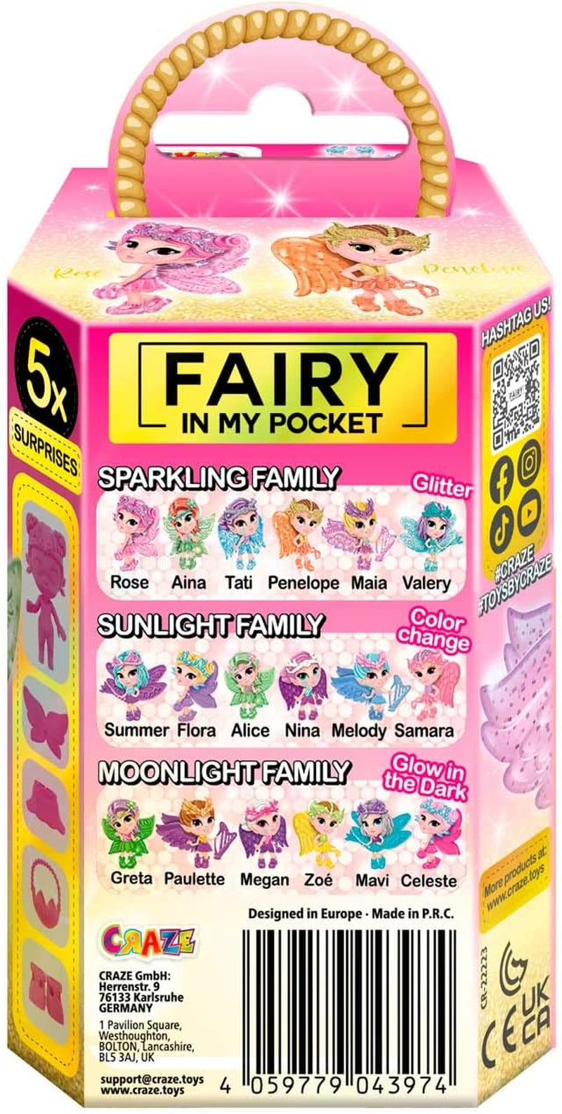 Craze Fairy In My Pocket | Fee Puppe mit Flügel, Fee Spielzeug zum Sammeln mit Spezialeffekten wie Glitzer, Leuchten im Dunkeln und Farbwechsel