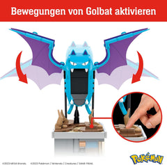 MEGA Pokémon Mini Motion-Golbat - besteh aus 313 Teilen zum Zusammenbauen, Enhtät Versteckten Knopf, with Flügelschlag Funktion, 13 cm groß, sehr schön zum Exstellen, HTH72
