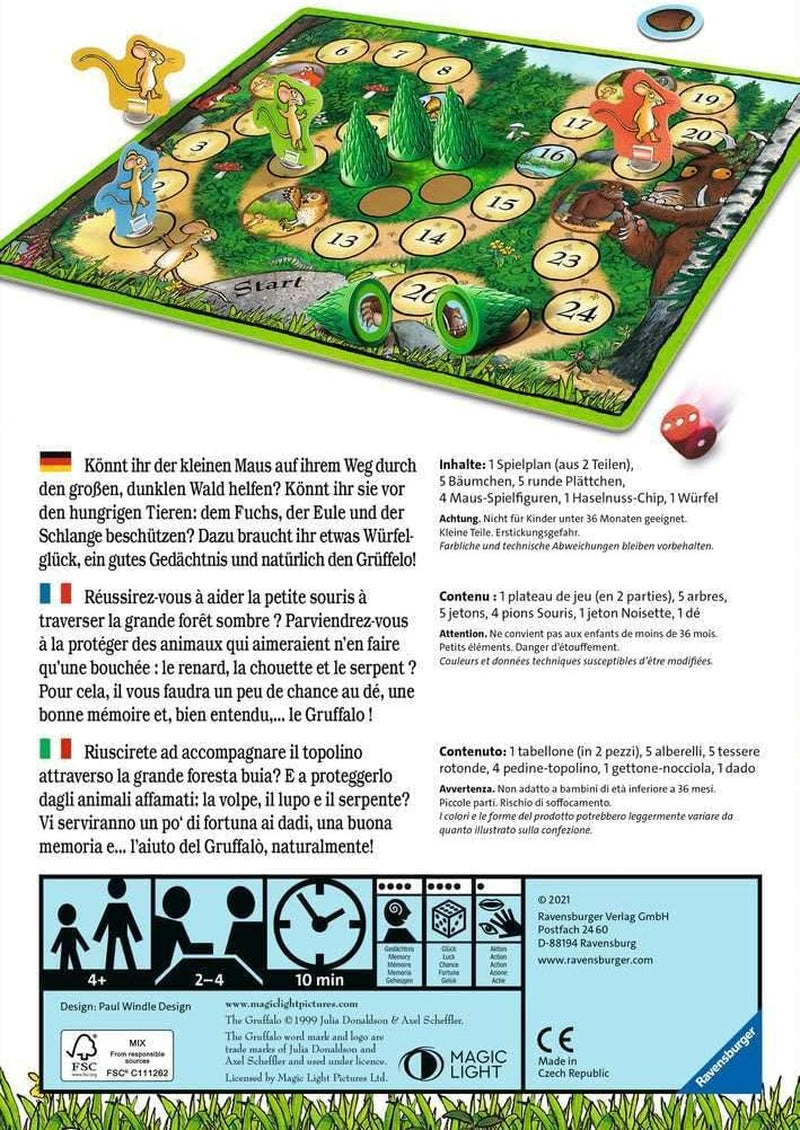 Jocuri pentru copii Ravensburger - 20833 - Unde este Gruffalo? - Joc de societate pentru 2-4 fani Gruffalo, cu vârsta de 4 ani și peste