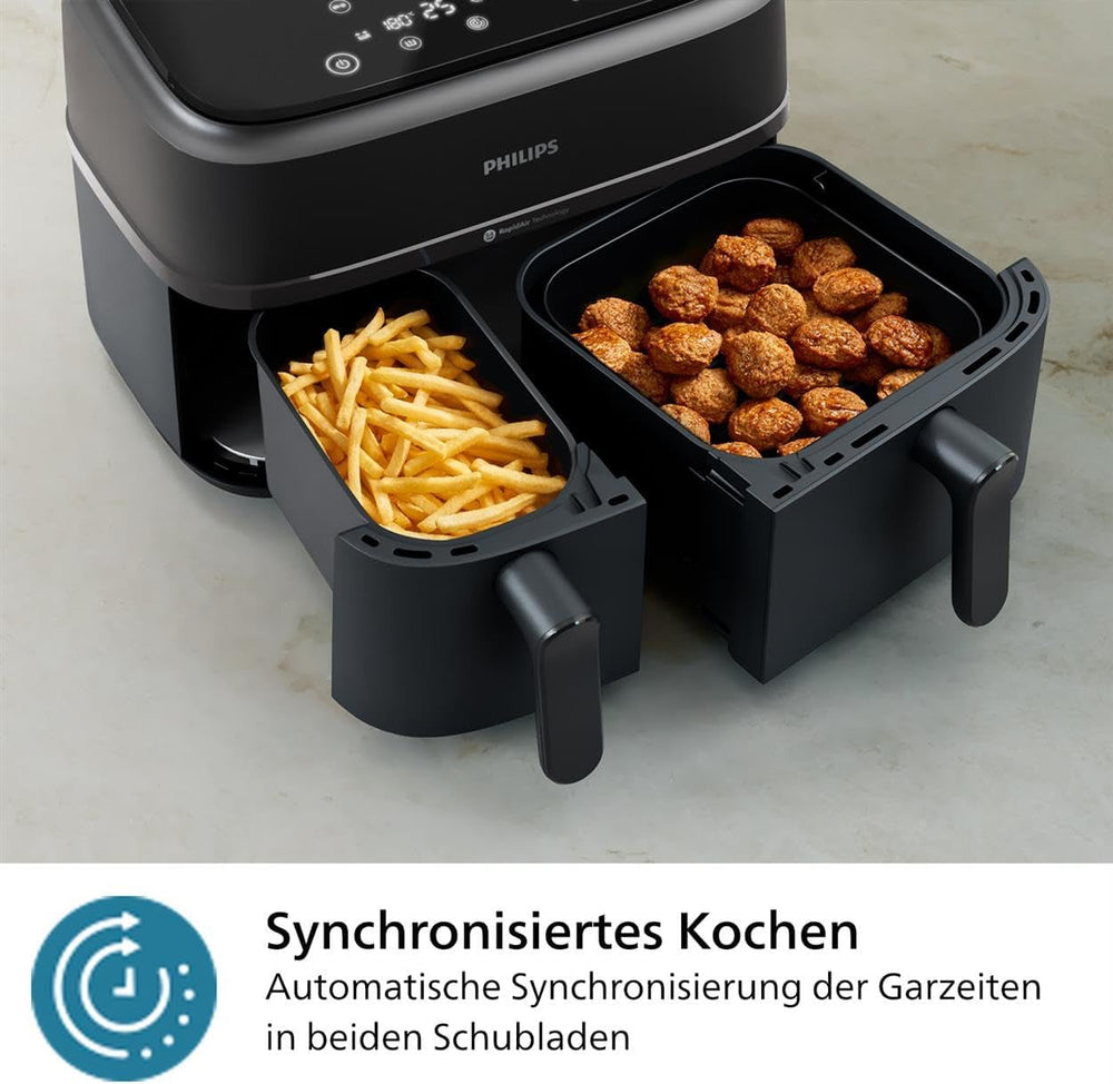 Philips Airfryer Dual Basket 3000 Series, 9L, 2 koše, 2 nádobí připravené současně, technologie Rapidair plus horkovzdušné spotřebiče Naty Shop