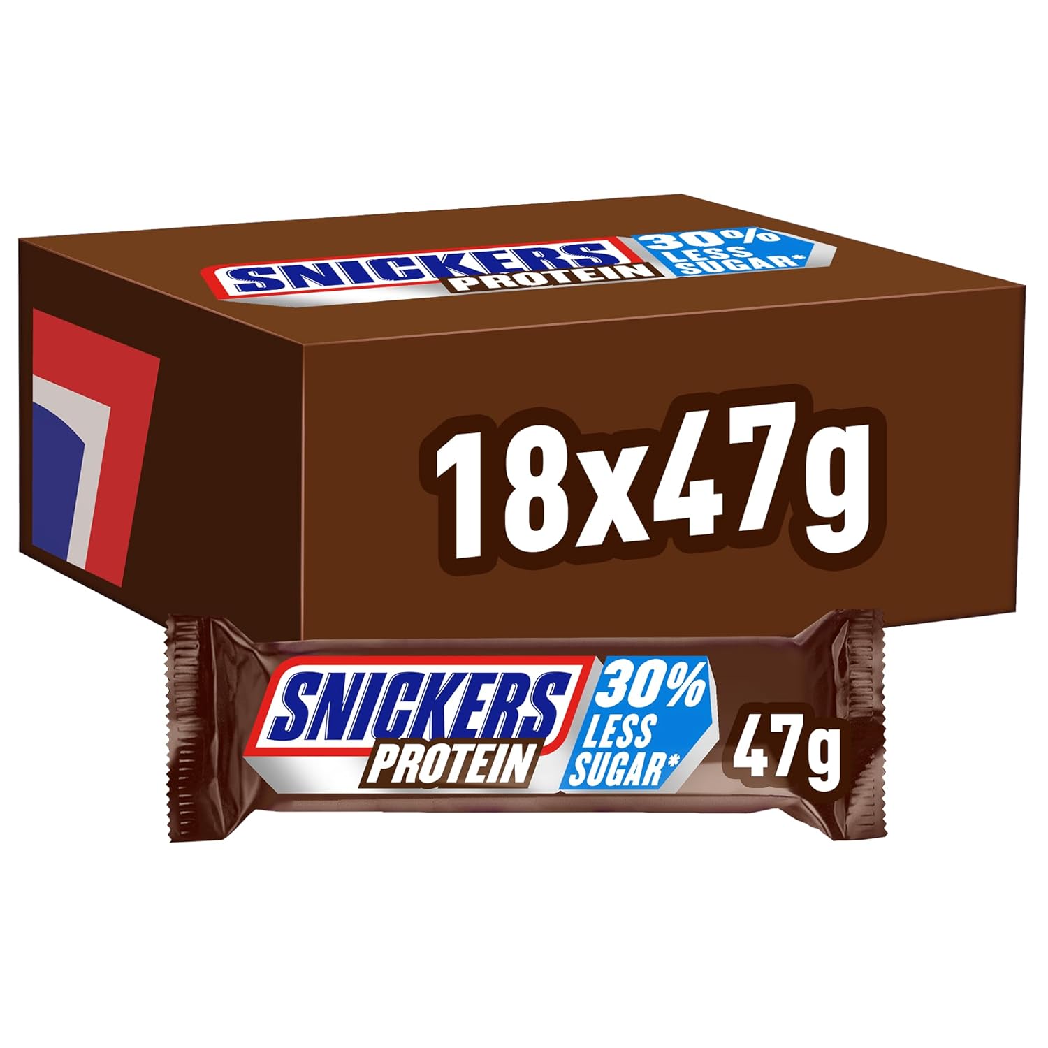 Čokoládové proteinové tyčinky Snickers – bohatá chuť s karamelovými lískovými oříšky a nugátem, hromadné balení 18x47g