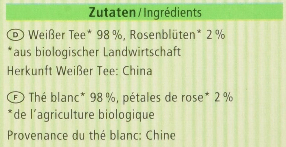 Ceai alb organic cu petale de trandafir, 20 pliculețe, 30 g