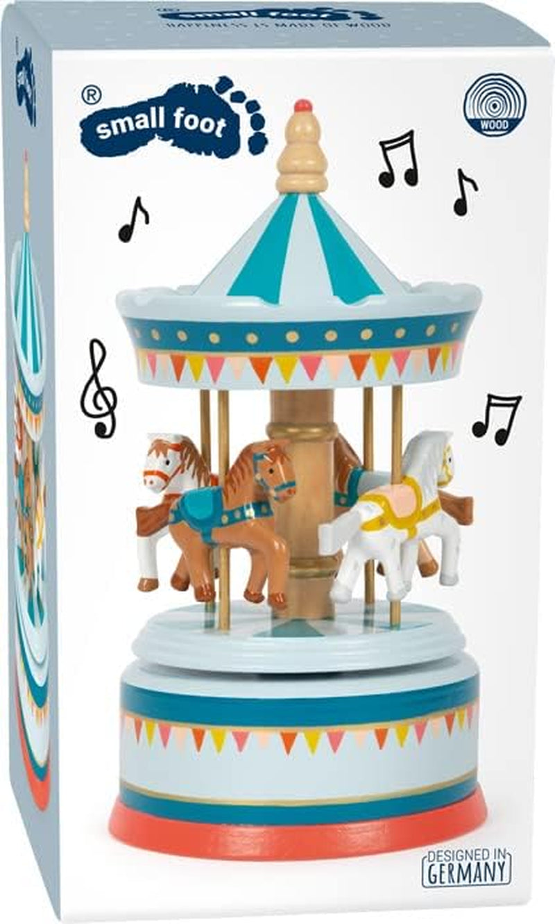 Cutie muzicală cu picior mic cal carusel circ din lemn, decor pentru grădiniță, cu muzică frumoasă de leagăn, 12321 Jucarii Bebe Naty Shop