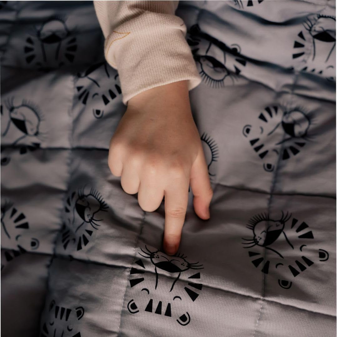 Zatížená dětská deka | 3,5 kg | 100X150cm | Terapeutická deka | Vážené přikrývky | Těžká přikrývka (obličej modrého tygra, 3,5 kg-100X150 cm) Postele a přikrývky BLENKZ.