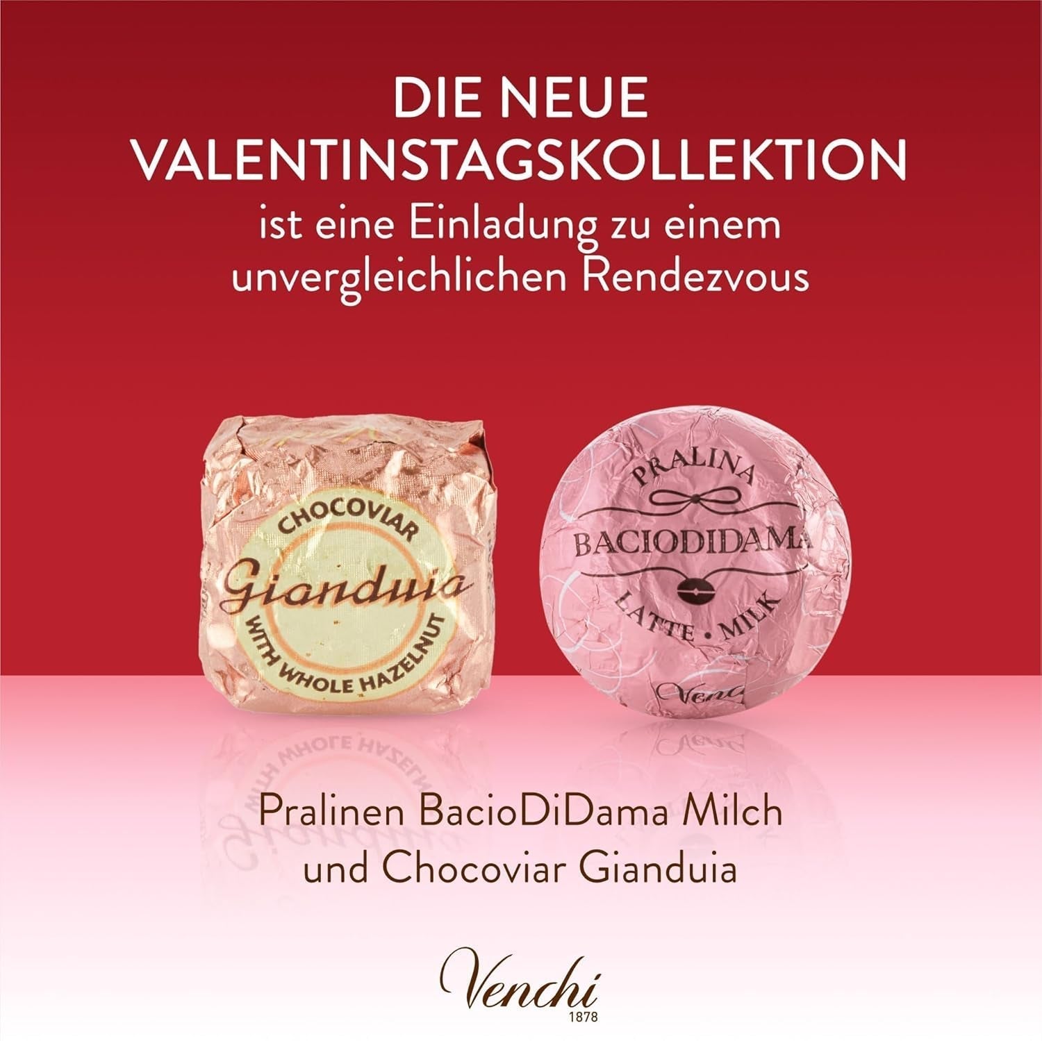 Venchi - Cutie cadou cu 9 bomboane de ciocolată Baciodidama și Vegan Chocoviar Gianduia, fără gluten, Valentine's Day Collection Bomboane de Ciocolata Naty Shop